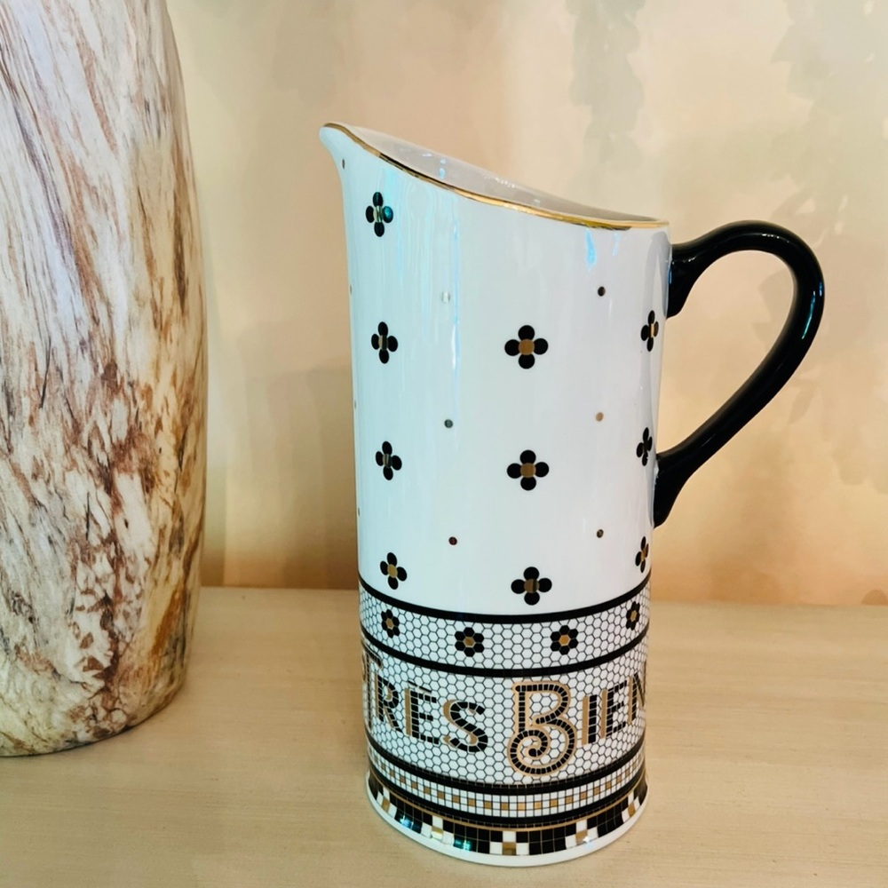 Anthropology The Bistro Tile Stoneware Pitcher 52oz - Picture 3 of 11